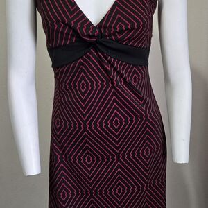 Bisou Bisou Black and Pink Geometric Midi Dress